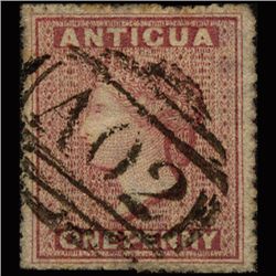 1867 RARE British Antigua 1p Vermilion Used Stamp (STM-1324)