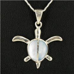 32twc MOP Sterling Sea Turtle Necklace (JEW-3639)