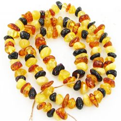 40twc Natural Amber Small Bead Strand 16" (JEW-2999)