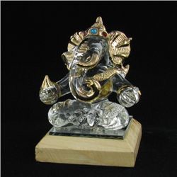 Hand Formed Glass Gilded Ganesh (CLB-489)