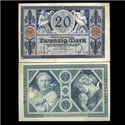 1915 Germany 20 Mark Note Hi Grade Very Rare (CUR-05660)