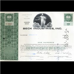 1970s Beck Industries Stock Certificate Scarce (CUR-06398)