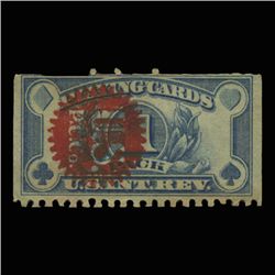 19040 US 1 Pack Playing Card Revenue Stamp Overprinted NICE (STM-0542)