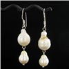 Baroque Double White Saltwater Pearl Earrings (JEW-3625)