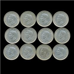 1940 Britian 3p Silver XF/AU 12pcs (COI-8828)