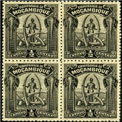 1918 Mozambique Co. 1/2c Tusks Block of 4 (STM-0520)