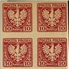Image 1 : 1919 Poland 10h Eagle Imperf 4 Block Variety (STM-0461)
