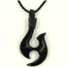Black Buffalo Horn Fishook Necklace (JEW-3578)