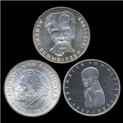 1970-77 Germany Silver 5 Mark BU Lot of 3 (COI-8505)