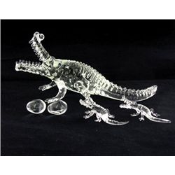 Handcrafted Glass Crocodile Mom & Kids (DEC-386)