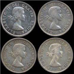 1959-63 Canada $1 4pcs AU+ (COI-8608)