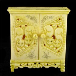Chinese Handcarved Bone Double Gem Box (CLB-844)