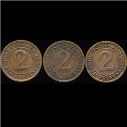 1924D/G Germany 2pf AU 3Pcs. (COI-9804)