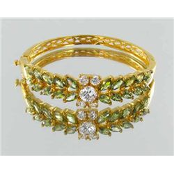 90twc Lab Dia/Emerald 22k Gold Vermeil Bracelet (JEW-2070)