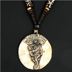 Tibet Shell Agate Bead Nickel Necklace (JEW-3172)