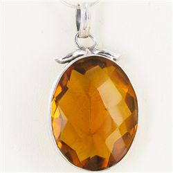 53twc Citrine Quartz Silver Pendant Appr Est $10k (JEW-2255)