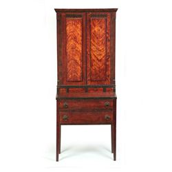 DECORATED DESK-AND-BOOKCASE.