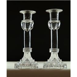 PAIR OF GLASS CANDLESTICKS.