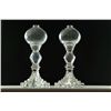 Image 1 : PAIR OF GLASS WHALE OIL LAMPS.
