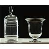 Image 1 : GLASS CANISTER AND VASE.