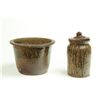 Image 1 : STONEWARE CANNING JAR AND FLOWER POT.