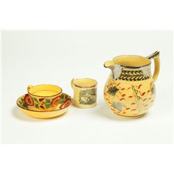 THREE PIECES OF CANARY WARE.