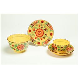 THREE PIECES OF CANARY WARE.