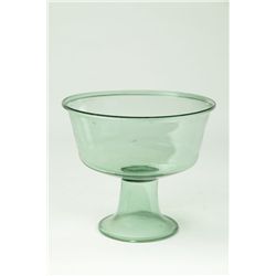 BLOWN GLASS MILK PAN ON BASE.