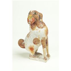 CHALKWARE DOG BANK.