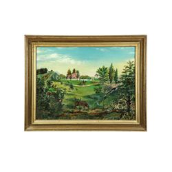 FOLKSY HOMESTEAD LANDSCAPE (NEW ENGLAND, 2ND HALF-19TH CENTURY).