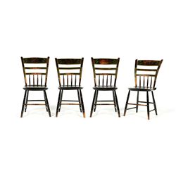 SET OF SIX DECORATED FANCY CHAIRS.