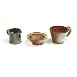 THREE PIECES OF REDWARE.