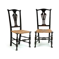 PAIR OF DECORATED CHIPPENDALE SIDE CHAIRS.