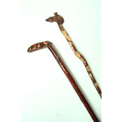 TWO FOLK ART CANES.