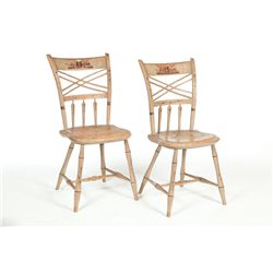 PAIR OF DECORATED SIDE CHAIRS.