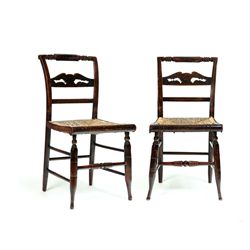 PAIR OF DECORATED SIDE CHAIRS.
