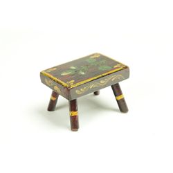 MINIATURE DECORATED FOOTSTOOL.