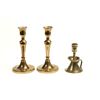 Image 1 : THREE BRASS CANDLESTICKS.