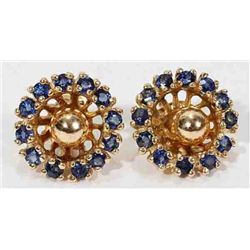 14KT GOLD AND BLUE SAPPHIRE JACKETS:Earrings have .75ct