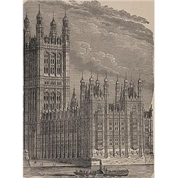 ORIGINAL Antique PRINT scene -PARLIAMENT HOUSE