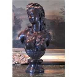 Dazzling Bronze Bust Sculpture Renaissance Woman Nu