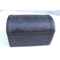 MWF1347 Antique black wooden trinket box.