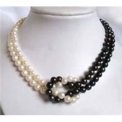 MWF978 GORGEOUS 6-7MM TAHITIAN BLACK WHITE PEARL NECKLA