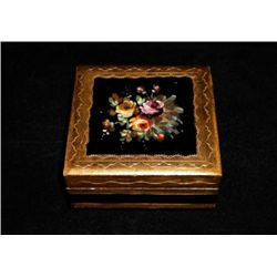 MWF1350 Antique Hand Painted Wood Trinket Box