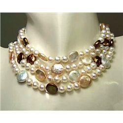 MWF992C Genuine coin pearl necklace