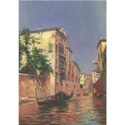 MWF1383B 5x7 Oil on Board Depiciting Venice Gondola Sc