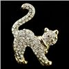 Image 1 : Faberge Style Crystal Cat Brooch