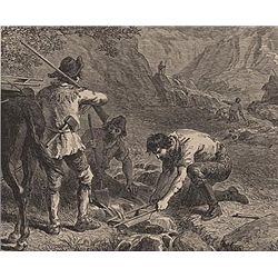 ORIGINAL Antique PRINT scene -MINERS OF FORTY-NINE