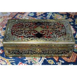 Pleasing French Boulle Style Brass Inlaid Box Circa 188