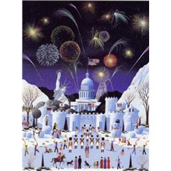 Signed Nicky Watanabe WINTER CARNIVAL Folk Art Print